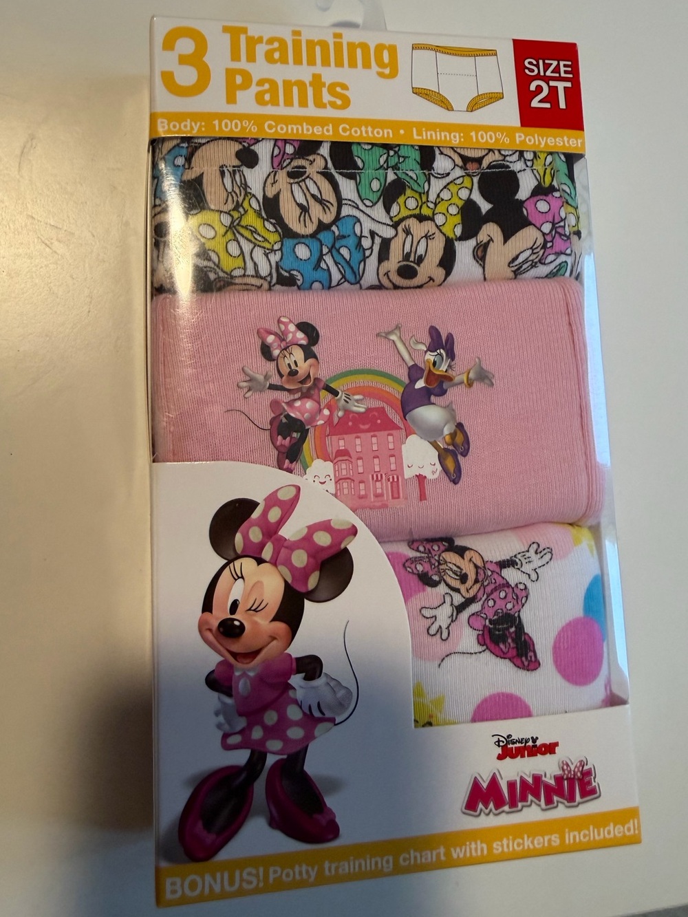 NWT Minnie Mouse Girls' Pink Training Pants - Size 2T (3-Pack)